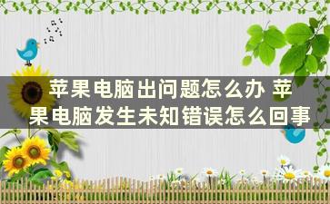 苹果电脑出问题怎么办 苹果电脑发生未知错误怎么回事